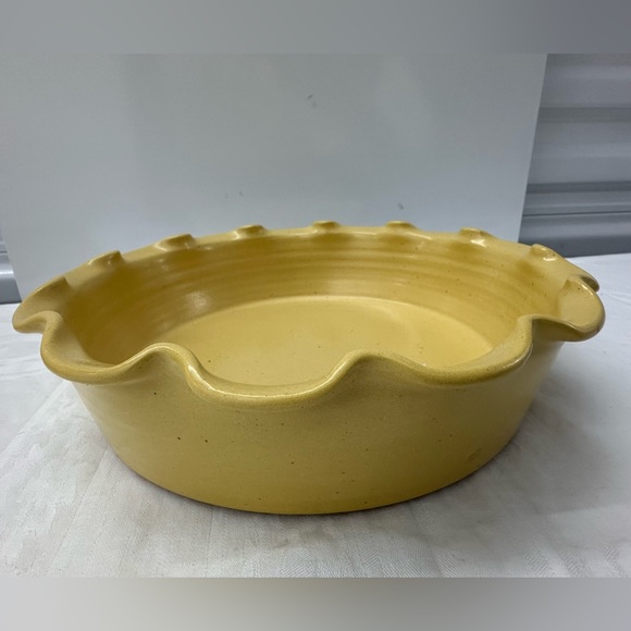 Cagle Road Hand Thrown Pottery Butter Yellow Ruffled Flat Bowl - Picture 2 of 3